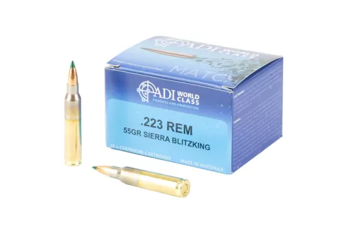 ADI World Class .223 Rem, 55 Grain Sierra Blitzking, 20 Round Box