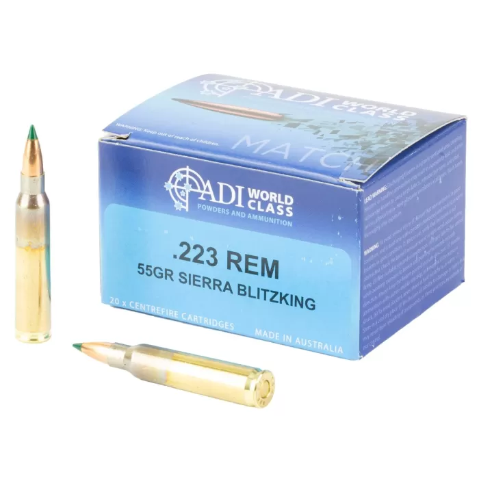 ADI World Class .223 Rem, 55 Grain Sierra Blitzking, 20 Round Box