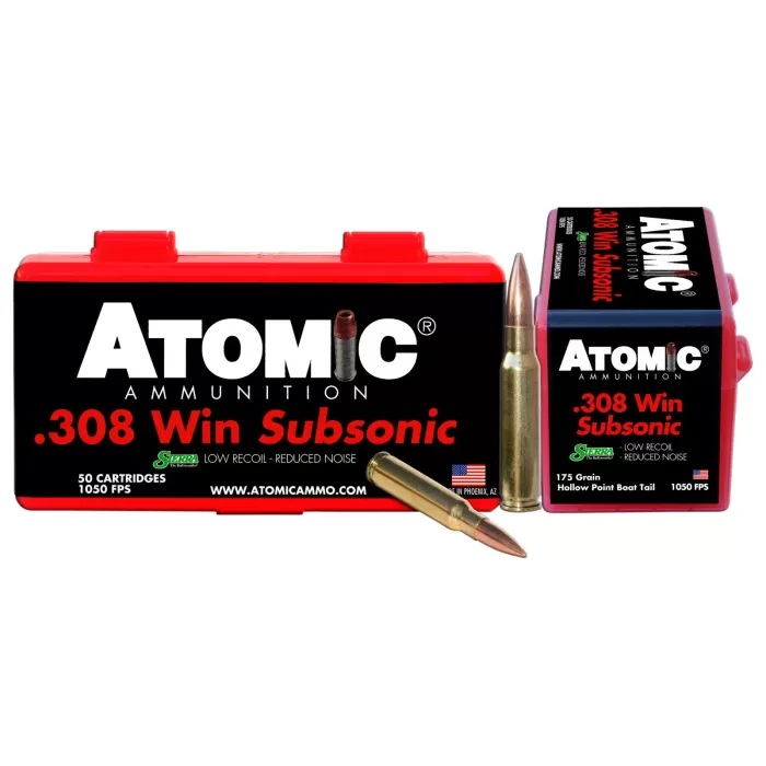 Atomic Ammunition .308 Winchester Subsonic 175 Grain Full Metal Jacket Centerfire Rifle Ammo