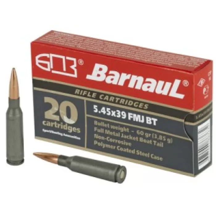 BarnauL Polycoated Steel Case Rifle Ammunition 5.45x39mm 60 gr FMJ 2985 fps 500/ct Case, BRN 545x39 FMJ60C BarnauL Polycoated Steel Case Rifle Ammunition 5.45x39mm 60 gr FMJ 2985 fps 500/ct Case, BRN 545x39 FMJ60C