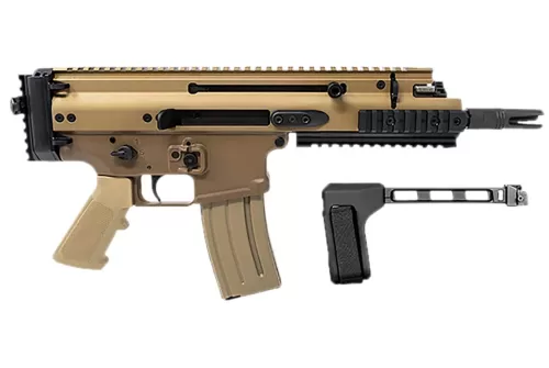 FN 38101883 SCAR 15P 5.56x45mm 30+1 7.50" Black Steel Barrel, Flat Dark Earth Anodized Picatinny Rail Aluminum Receiver, SB Tactical Brace, Ambidextrous