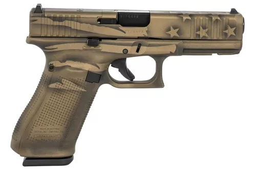Glock G22 Gen5 MOS 40 S&W Pistol with Coyote Battle Worn Flag Cerakote Finish