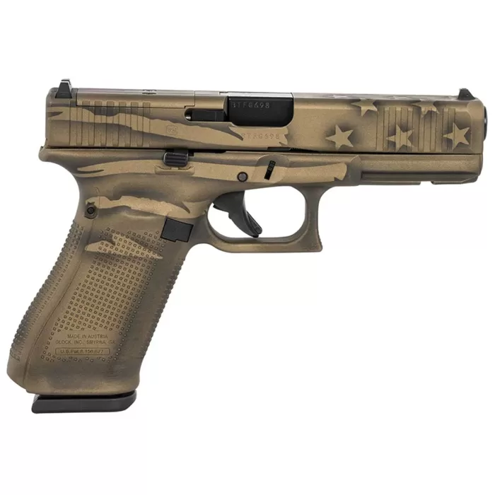 Glock G22 Gen5 MOS 40 S&W Pistol with Coyote Battle Worn Flag Cerakote Finish