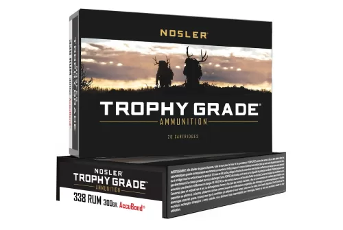 Nosler Trophy Grade Rifle Ammunition .338 Rum 300 GR Acb LR 20/Box 60123