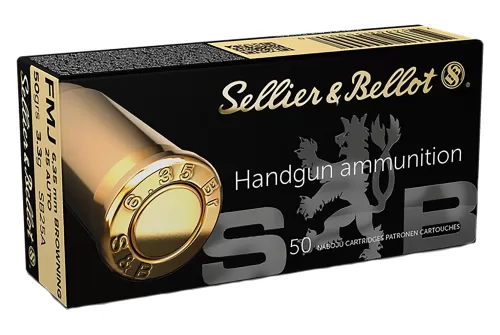 Sellier & Bellot .25 ACP 50 Grain FMJ Handgun Ammo