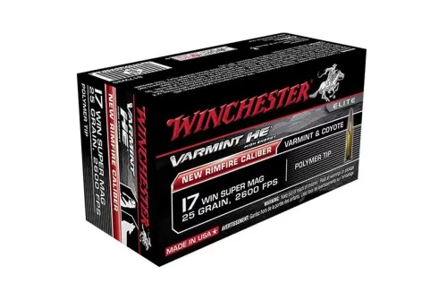 Winchester .17 Winchester Super Magnum 25 Grain Jacketed Hollow Point Rimfire Ammo, 50 Rounds, X17W25