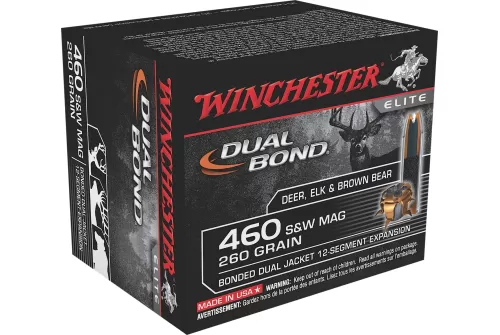 Winchester DUAL BOND HANDGUN .460 S&W 260 grain Bonded Dual Jacket Centerfire Pistol Ammo, 20 Rounds, S460SWDB