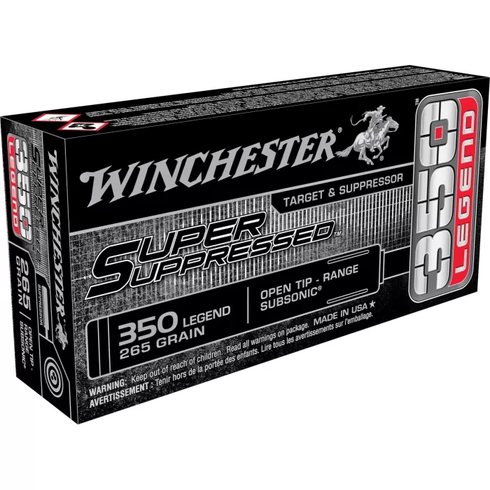 Winchester Super Suppressed 250 gr Open Tip Range 350 Legend Ammunition, 20 Rounds - SUP350