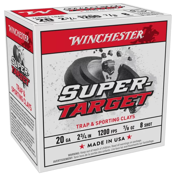Winchester Super-Target Target Load Shotshells - 20 gauge - 8 Shot - 250 Rounds