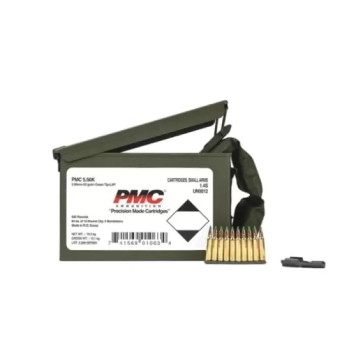 PMC Rifle Ammunition 5.56X45 NATO 62 gr Green Tip 2920 fps 1680/ct (2-840/ct)