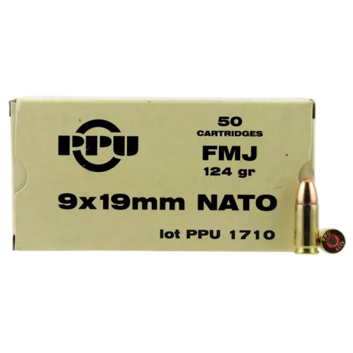 Ppu Mil-spec, Ppu Ppn9 9x19 Nato 124 Fmj 50/box Ppu Mil-spec, Ppu Ppn9 9x19 Nato 124 Fmj 50/box