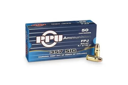 PPU Centerfire Handgun Brass .357 Sig 125 Grain 50-Rounds FPJ
