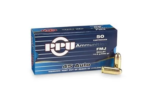PPU .45 Auto FMJ 230gr 50 Rounds