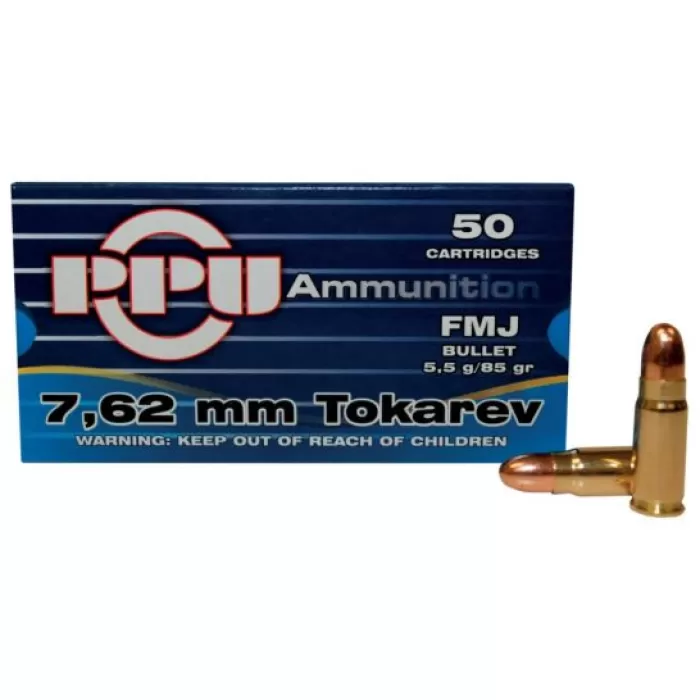 Prvi Partizan 7.62 Tokarev FMJ 85 gr 50 Rounds Ammunition - PPH7TF Prvi Partizan 7.62 Tokarev FMJ 85 gr 50 Rounds Ammunition - PPH7TF