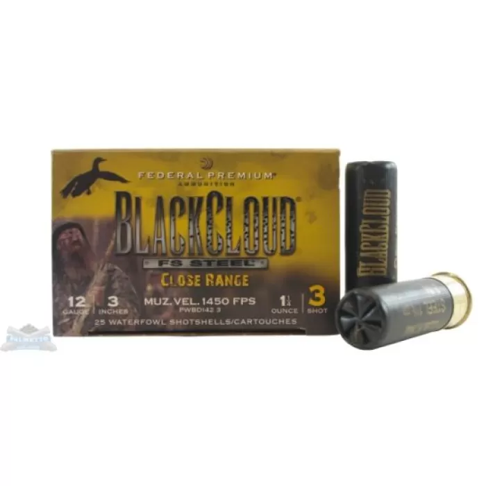 Federal 12ga 3" 1.25oz #3 Black Cloud "Close Range" Waterfowl Shotshells 25rds - PWBD142 3 Federal 12ga 3" 1.25oz #3 Black Cloud "Close Range" Waterfowl Shotshells 25rds - PWBD142 3