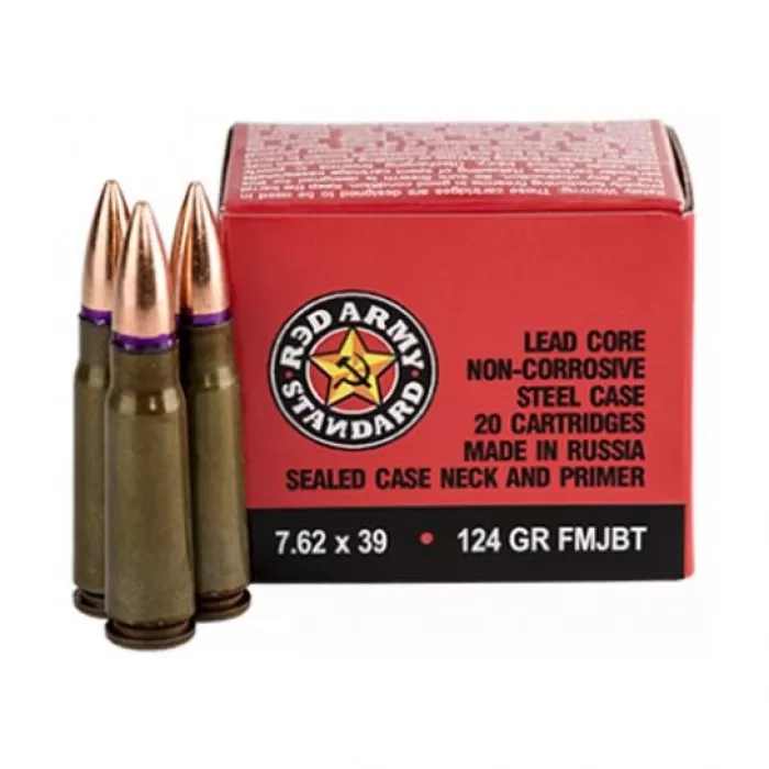 Red Army Standard Copper Jacket 7.62 X 39 124 Grain 20-Rounds FMJ Red Army Standard Copper Jacket 7.62 X 39 124 Grain 20-Rounds FMJ