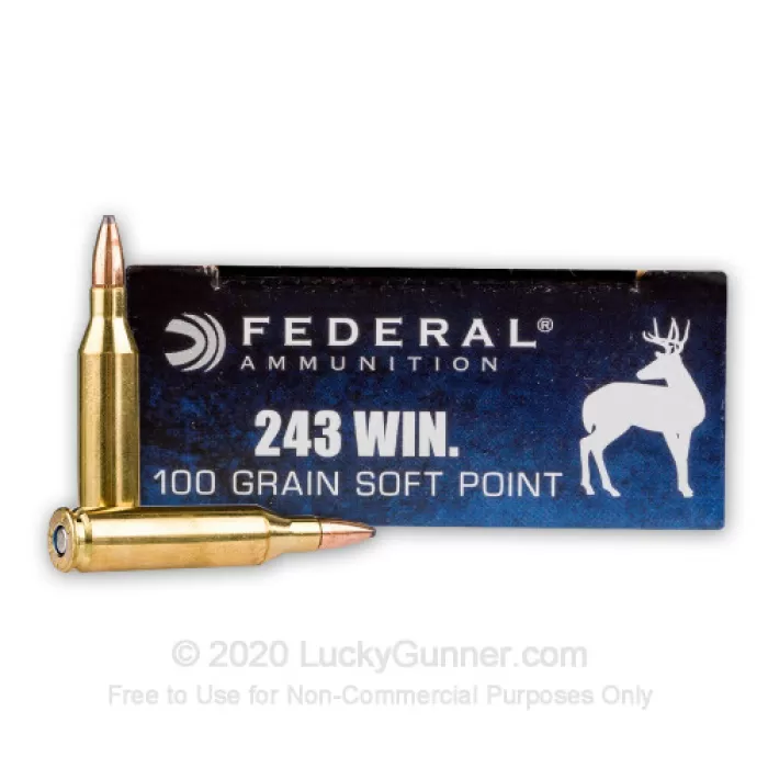 Federal Power-Shok 243 Winchester Ammo 100 Grain Jacketed Soft Point Case of 200 (10 Boxes of 20)