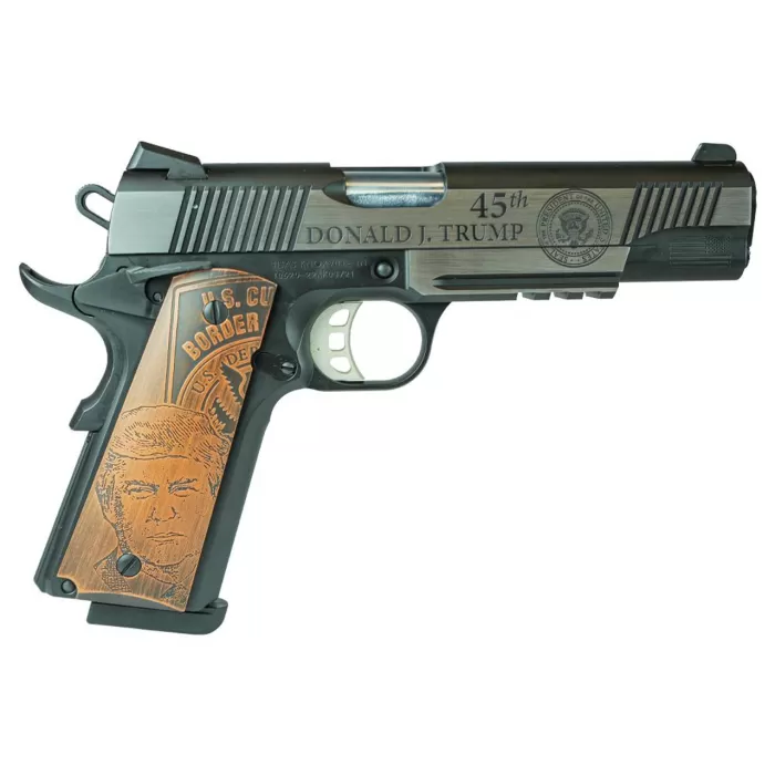 SDS Imports "Trump" 1911 Duty .45 ACP, 5" Barrel, Wood Grip, Metal/Wood Engraving, 8rd SDS Imports "Trump" 1911 Duty .45 ACP, 5" Barrel, Wood Grip, Metal/Wood Engraving, 8rd