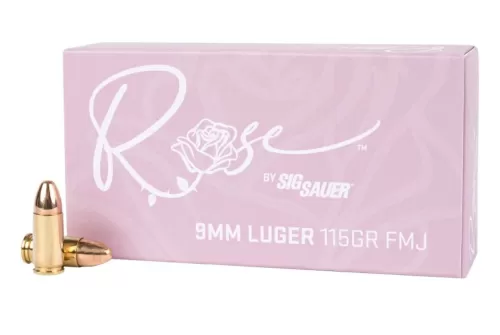 SIG SAUER Rose 9mm Luger 115 Grain Jacketed Hollow Point Pistol Ammo, 20 Rounds, E9MMA1-ROSE-20