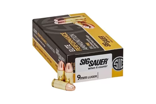 Sig Sauer 9mm 124gr FMJ Elite Ball Ammunition 50rds - E9MMB2-50