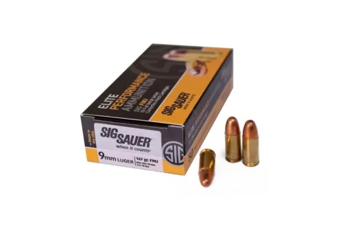 Sig Sauer 9mm 147gr FMJ Elite Ball Ammunition 50rds - E9MMB3-50