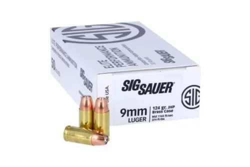 Sig Sauer 124 gr JHP 9mm Ammunition, 50 Rounds - 51655120301