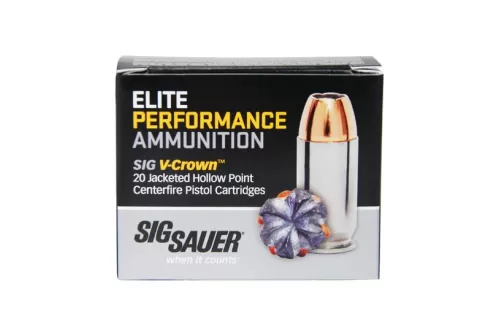 Sig Sauer 10mm 180gr JHP V-Crown Elite Performance Ammunition 20rds - 10MM1-20