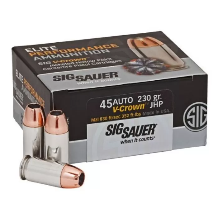 Sig Sauer V-Crown Brass .45 ACP 230-Grain 50-Rounds JHP