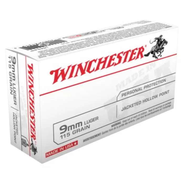 Winchester USA Brass 9mm 115-Grain 50-Rounds JHP