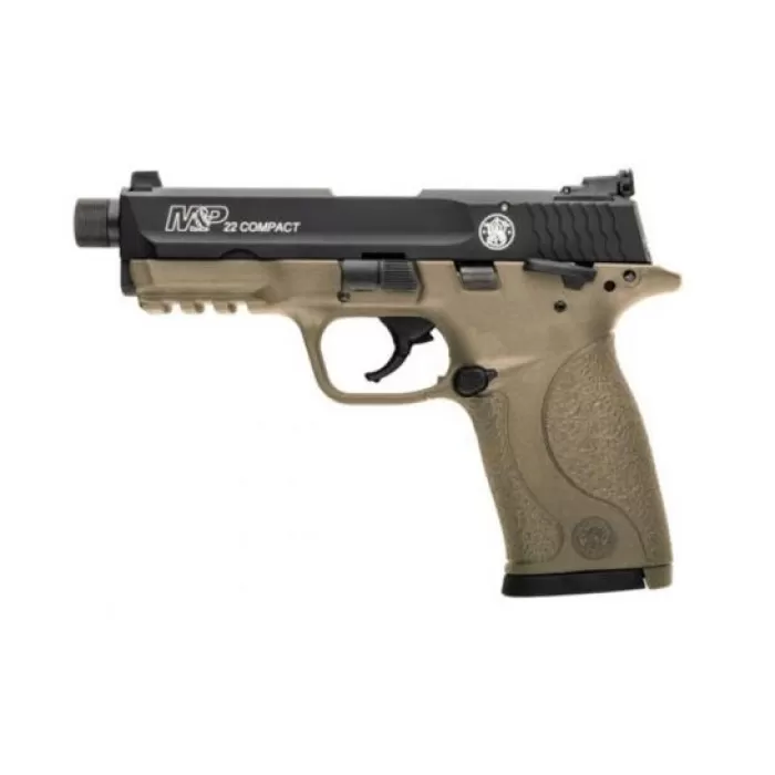 S&W MP22 Compact .22 LR 3.6" Pistol w/Threaded Barrel, FDE - 10242 S&W MP22 Compact .22 LR 3.6" Pistol w/Threaded Barrel, FDE - 10242