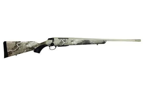 Tikka T3x Lite, Bolt Action Rifle, 6.5 Creedmoor, 24.38" Fluted Barrel, 1:8 Twist, Threaded 5/8x24, Veil Alpine Camo, Synthetic Stock, Cerakote Barrel and Action, Green Color, Right Hand, 3Rd, 1 Mag, Includes Matching Muzzle Brake