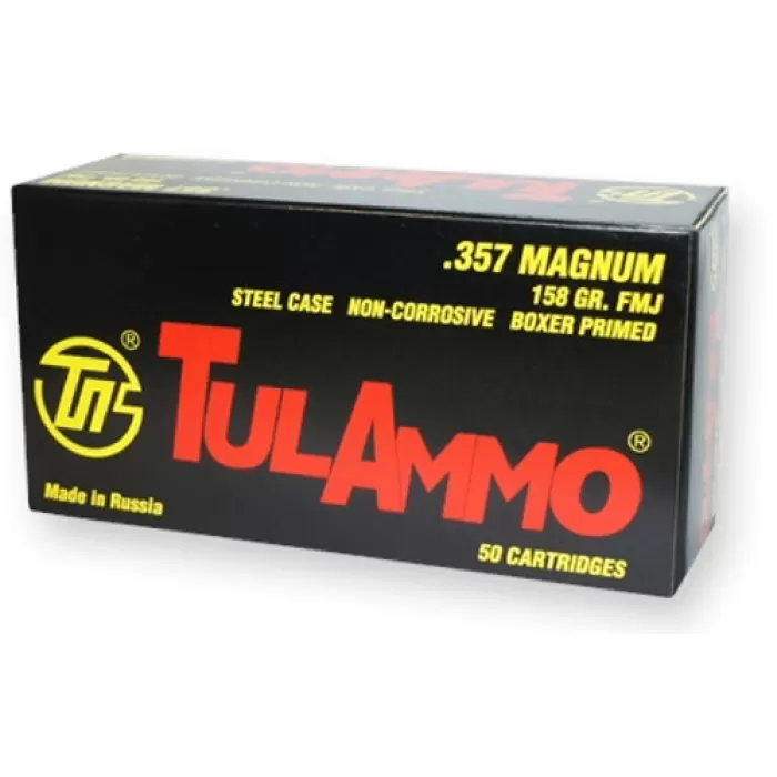 TULA 357MAG 158GR FMJ STEEL CASE 50/box TULA 357MAG 158GR FMJ STEEL CASE 50/box