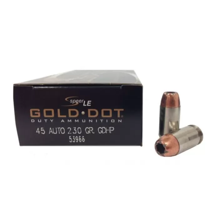 Speer: Gold Dot, .45 ACP, 230gr JHP, 50/Box Speer: Gold Dot, .45 ACP, 230gr JHP, 50/Box