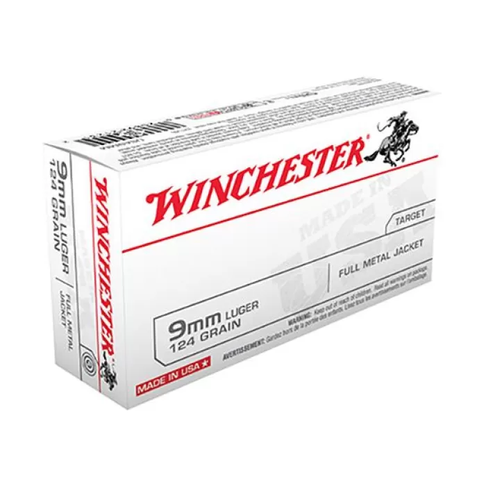 Winchester USA 9mm 124gr FMJ Ammunition 50rds - USA9MM