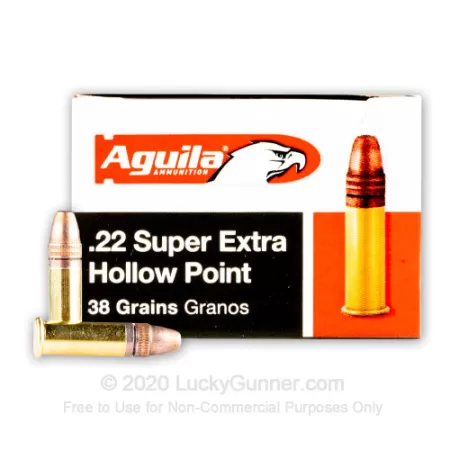 Aguila Ammunition .22LR Hight Vel HP 38 Grain Brass Case Rimfire Ammo, 50 Rounds, AGUI1B220335