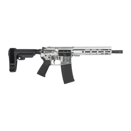 Shark Coast Tactical SCC07374DOD-P Day of the Dead  5.56 NATO 30+1 10.50" Black Nitride Threaded Barrel, Aluminum Laser Engraved Receiver w/Picatinny Rail, M-LOK Handguard, Polymer SB Tactical SBA3 Br