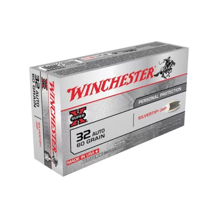 Winchester 32 Auto/ACP 60gr SilverTip Hollow Point Ammunition 50rds - X32ASHP