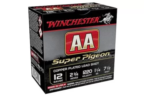 Winchester AA Super Pigeon 2.75" 7.5 Shot 1 1/4 oz 12 Gauge Ammunition 25 Rounds - AA12SP7