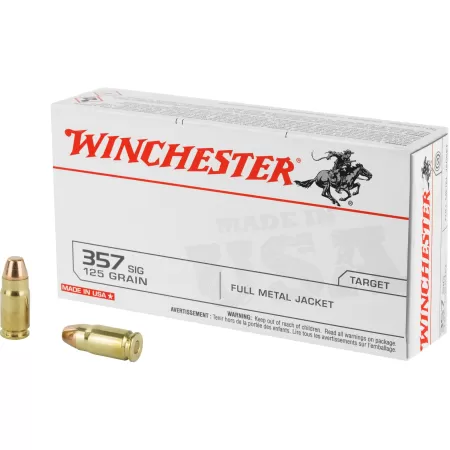 Winchester Ammunition USA, 357SIG 125 Grain Full Metal Jacket, 50 Round Box - Dirty Bird Industries
