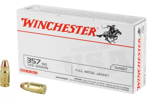 Winchester Ammunition USA, 357SIG 125 Grain Full Metal Jacket, 50 Round Box - Dirty Bird Industries