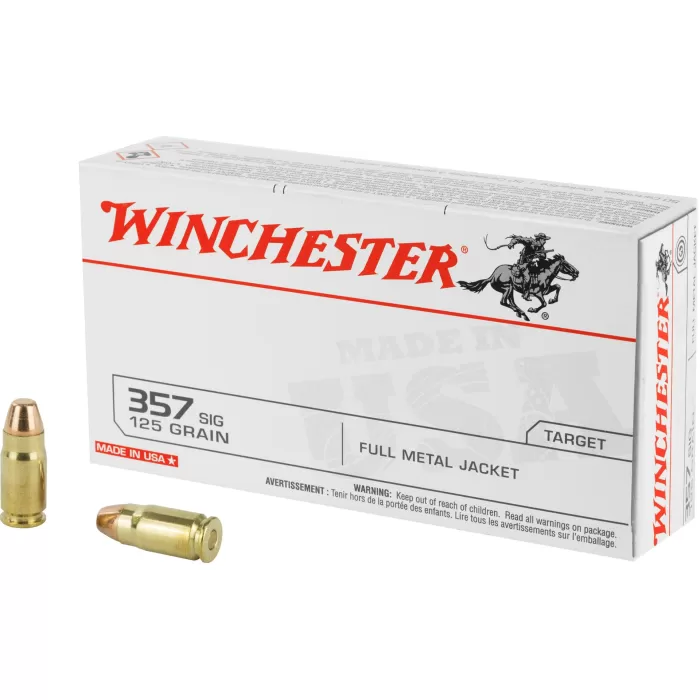 Winchester Ammunition USA, 357SIG 125 Grain Full Metal Jacket, 50 Round Box - Dirty Bird Industries