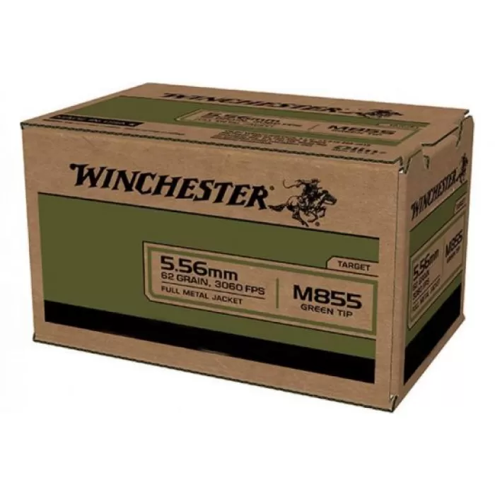 Winchester M855 62 gr FMJ 5.56x45mm Ammunition 1000 Rounds - WM8551000