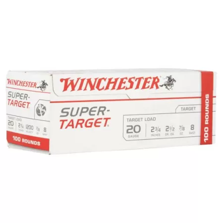 Winchester Super Target 2.75" 7/8 oz 8 Shot 20 Gauge Ammunition 100 Rounds - TRGT208VP