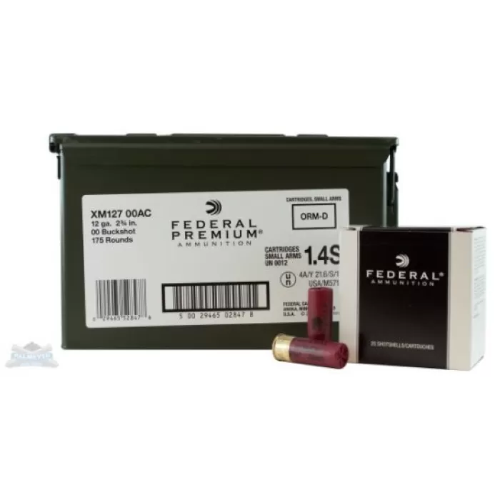 Federal Ammo 12 GA 2-3/4" #00 Buckshot 175 Rds W/ Ammo Can XM12700AC Federal Ammo 12 GA 2-3/4" #00 Buckshot 175 Rds W/ Ammo Can XM12700AC