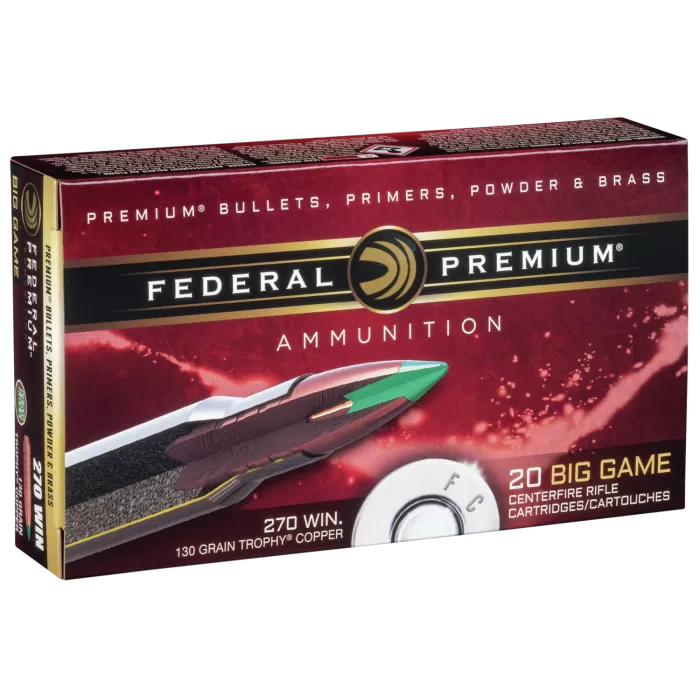 Federal P270TC1 Premium 270 Win 130 gr Trophy Copper (TC) 20 Bx Federal P270TC1 Premium 270 Win 130 gr Trophy Copper (TC) 20 Bx