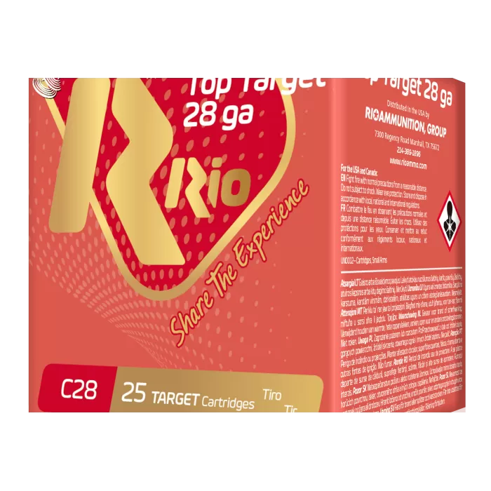Rio Ammunition STV2875 Top Target 28 Gauge 2.75 34 oz 7.5 Shot 25 Per Box10 UPC: 8435101621786 Rio Ammunition STV2875 Top Target 28 Gauge 2.75 34 oz 7.5 Shot 25 Per Box10 UPC: 8435101621786