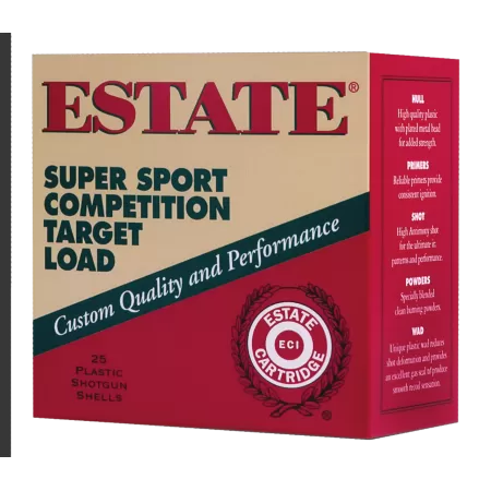 Estate Super Sport Competition Target Load 12 Gauge Ammo 2-3/4" #8 Lead Shot 1 Ounce