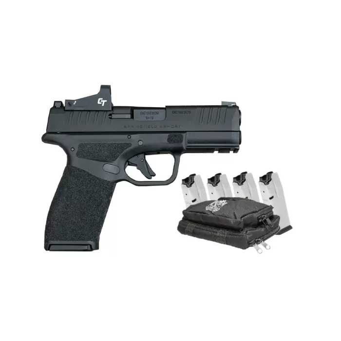 Springfield Armory Hellcat PRO 9mm 15rd Pistol w/Crimson Trace Red Dot, 5 Mags & Range Bag - Black Springfield Armory Hellcat PRO 9mm 15rd Pistol w/Crimson Trace Red Dot, 5 Mags & Range Bag - Black