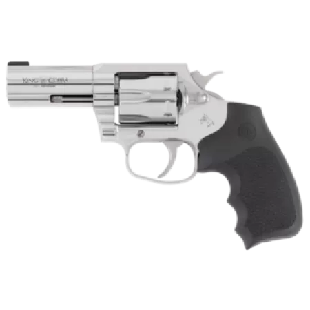 Colt Mfg KCOBRASB3RBB King Cobra  357 Mag 6rd Shot 3" Stainless Steel Barrel, Cylinder & Frame, Black Hogue Overmolded Grip, Exposed Hammer