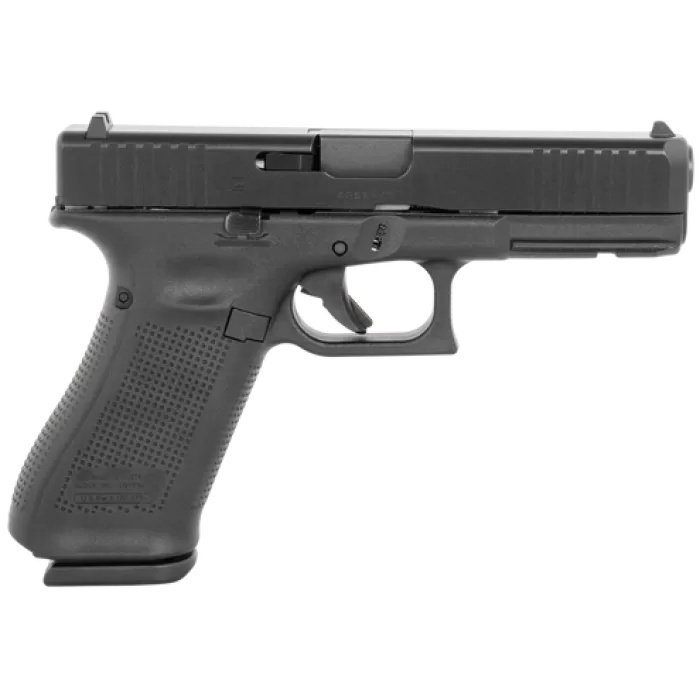 Glock PV1750203 G17 V Standard Frame 9mm Luger 17+1 4.49" Black GMB Barrel, Black nDLC Steel Serrated Slide  Black Polymer Frame w/Accessory Rail, Textured Polymer Grip,  Ambidextrous